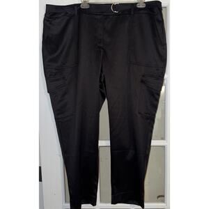 Chico's Plus Size Women's 4 Black Cropped pants with belt cargo pocket satin